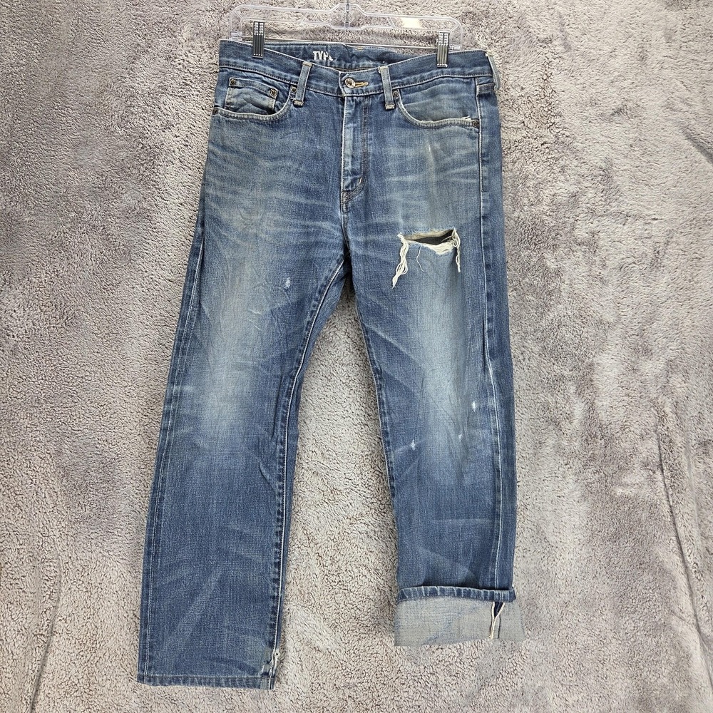 Neighborhood Jeans Mens Blue Selvedge Straight Thrashed Honeycomb Fits 31x26